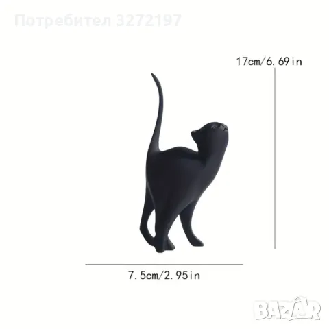 Елегантна Ръчно Изработена Скулптура на Котка, снимка 6 - Статуетки - 48296748
