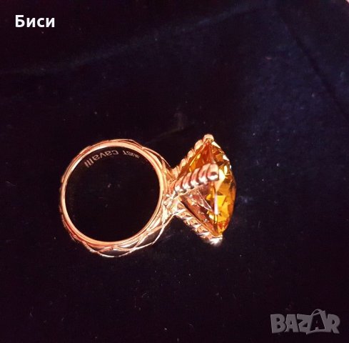 Just Cavalli-оригинален нов,18к.позлатен пръстен със естествен цитрин, снимка 14 - Пръстени - 35373774