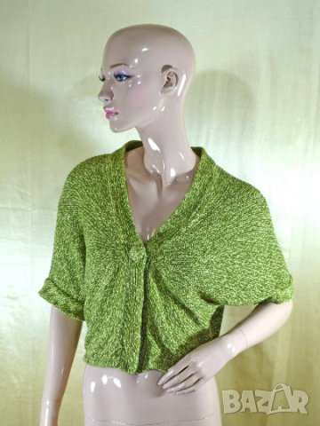 Betty Jackson дамска жилетка зелена лен и памук, снимка 2 - Жилетки - 33324522