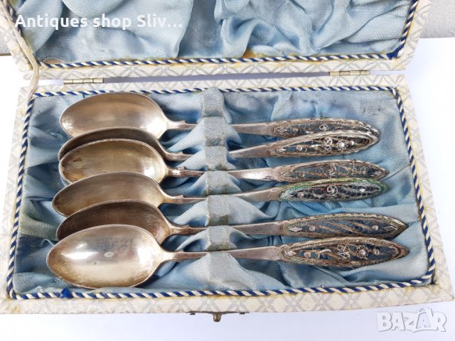 Невероятен комплект от сребърни лъжички с филигран. №0157, снимка 2 - Антикварни и старинни предмети - 33029417