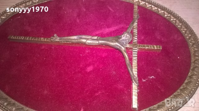 кръст с христос-масивен мед/месинг-внос франция, снимка 6 - Колекции - 26689070