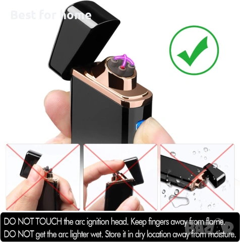 Запалка-електрическа дъгова, USB презареждаща се, ветроустойчива, безпламъчна, плазмена, снимка 8 - Друга електроника - 53233229