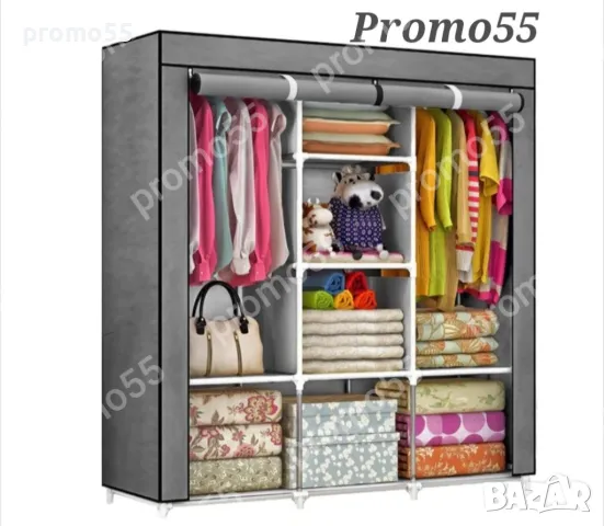 Текстилен триклирен гардероб, Органайзер за дрехи 130х175х45 см., снимка 2 - Шкафове - 48620870
