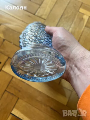 Стъклена ваза -риба с бледо син цвят, снимка 4 - Вази - 49421035