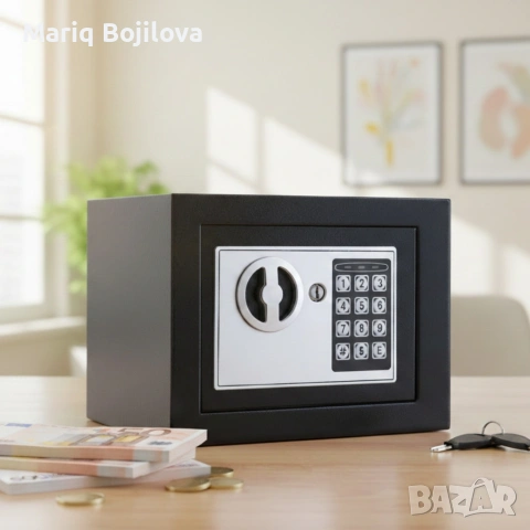 Електронен сейф с кодова клавиатура и резервен механичен ключ – 4.6L, снимка 7 - Други стоки за дома - 53200880