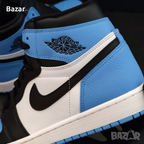 Nike Air Jordan 1 High UNC Blue Toe Нови Оригинални Мъжки Обувки Кецове Маратонки Размер 43 Номер, снимка 3 - Кецове - 40513476