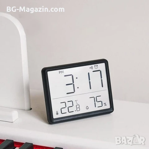 Модерен LED дигитален настолен часовник с температура влага магнит за стена на батерии влагомер, снимка 6 - Други - 51039860