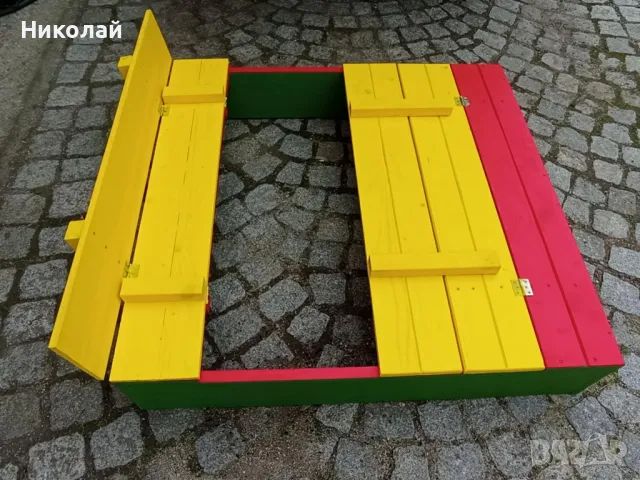 Детски пясъчник със сгъваеми скамейки и пясъчници за момиче момче игри за двор градина