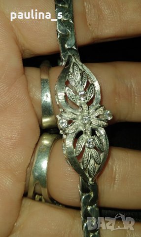 Антична бижутерия / гривна сребро 925 с прозрачни топази, снимка 10 - Гривни - 28742592