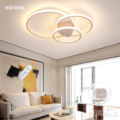 LED лед полилей с дистанционно 3 кръга бяла и кафява 218, 219, снимка 11 - Полилеи - 51536967