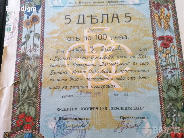 5 дяла | Кредитна кооперация "Земледьлець" | 1948г., снимка 4 - Нумизматика и бонистика - 33268140