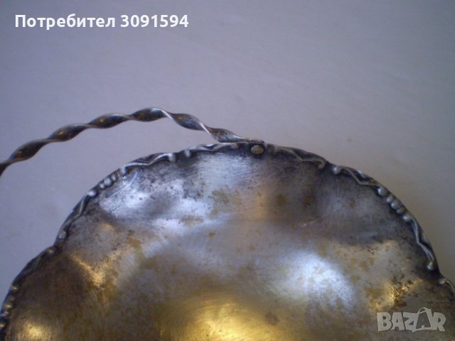 Антична стара кошница със сребърно покритие с орнаментирана вита дръжка, снимка 7 - Антикварни и старинни предмети - 40276149