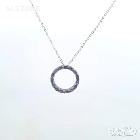 Сребърно Колие с Рубини/Сапфири от Тайланд, снимка 4 - Колиета, медальони, синджири - 49891132