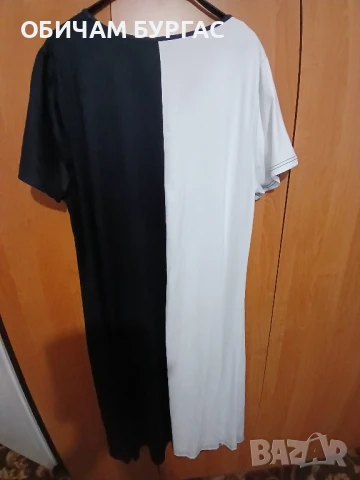 НОВА 3-4xl ЕФЕКТНА ДЪЛГА РОКЛЯ В ЧЕРНО И БЯЛО С ЖЕНСКО ТЯЛО, снимка 4 - Рокли - 50996642