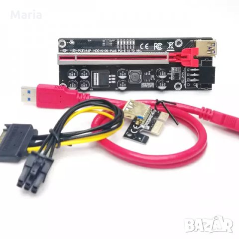 Светещ LED riser 010s PCI-E X1 to PCIE X16 , снимка 5 - Кабели и адаптери - 35247714
