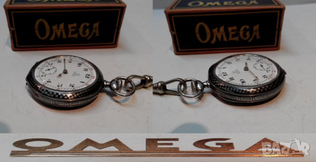 Рядък джобен часовник ОМЕГА сребро ниело OMEGA, снимка 8 - Джобни - 32497082