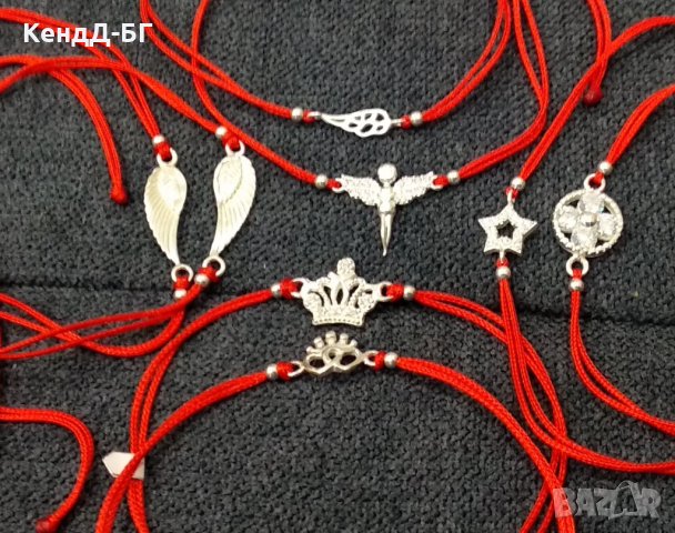 Гривнички от сребро 925 и чарвен конец против уроки, снимка 6 - Други - 28323277