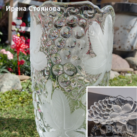 Кристална ваза и фруктиера , снимка 1 - Вази - 44906595