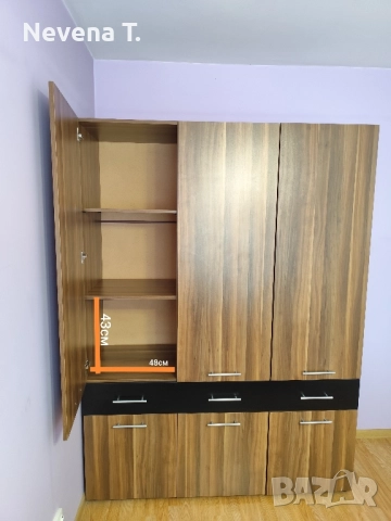 Спално обзавеждане - гардероб, тоалетка с огледало и нощни шкафчета , снимка 3 - Шкафове - 52185690