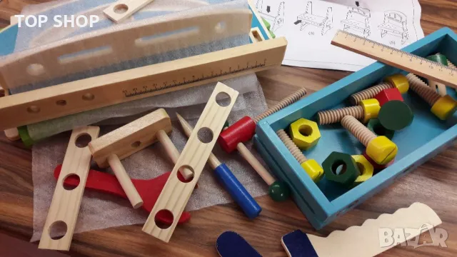 Детски дървен работен плот с инструменти, снимка 4 - Образователни игри - 48763292