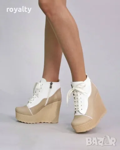 Боти на платформа - Кожа