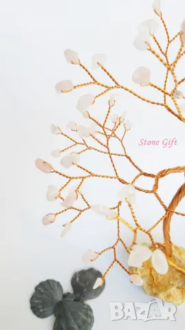 Дръвче Розов кварц, Подарък Сватба, Подарък камък на сърцето, Дърво на любовта, Подарък за кума, снимка 5 - Декорация за дома - 32993344