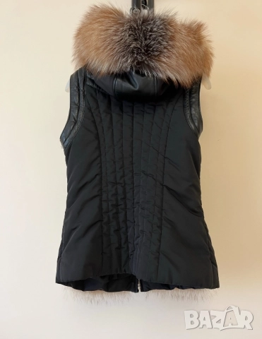 Дамско яке/елек 2 в 1 с естествен пух и кожа , снимка 3 - Якета - 52292908