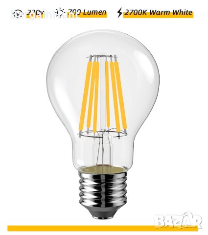 Винтидж LED Крушки 7W (60W), 700 Lumen 3бр, снимка 4 - Крушки - 40488666