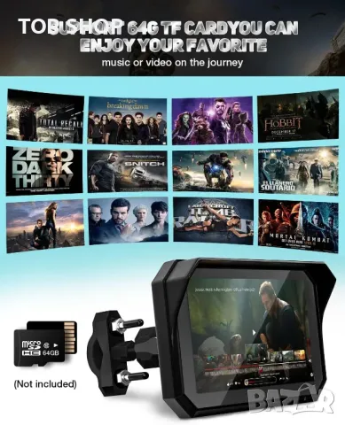 Мотоциклетен 5" IPS сензорен екран с безжичен CarPlay и Android Auto, снимка 9 - Аксесоари и консумативи - 49785392