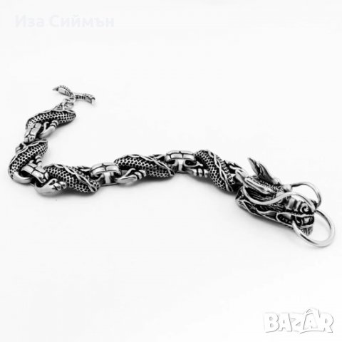 Викингска гривна дракон медицинска стомана, снимка 4 - Гривни - 37346123