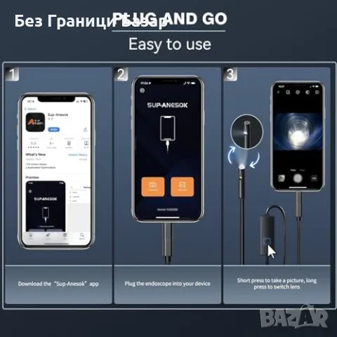 Нова Двуобективна ендоскопска камера, 16.4FT змия, IP67, 8+1 LED, iPhone/Android, снимка 5 - Други инструменти - 47620847