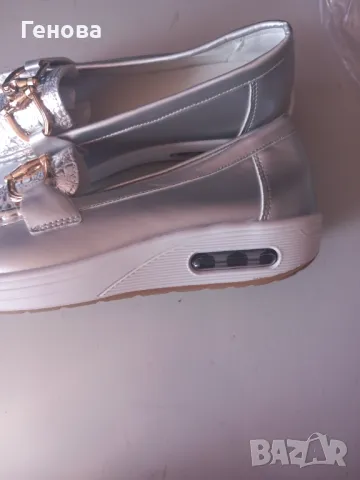 Дамски сребристи мокасини номер 36, снимка 4 - Дамски ежедневни обувки - 50397386