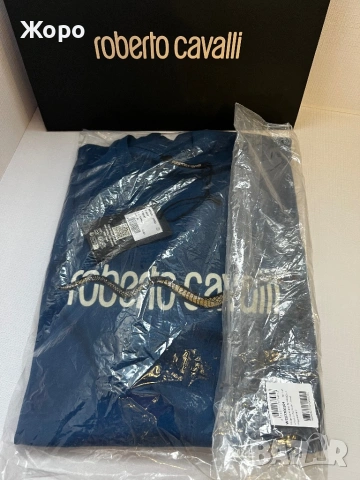 Оригинална Roberto Cavalli Синя Тениска – Snake Logo Design – Нова с Етикети и Торбичка – Luxury , снимка 8 - Тениски - 53507098