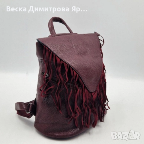 Дамска раница от еко к. с ресни – бохо стил, удобство и обем (36×30×16 см), снимка 4 - Раници - 52574149