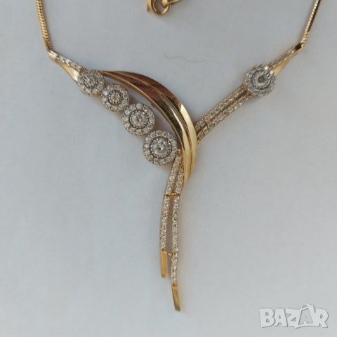 Златно колие с  фианити, снимка 2 - Колиета, медальони, синджири - 35498042