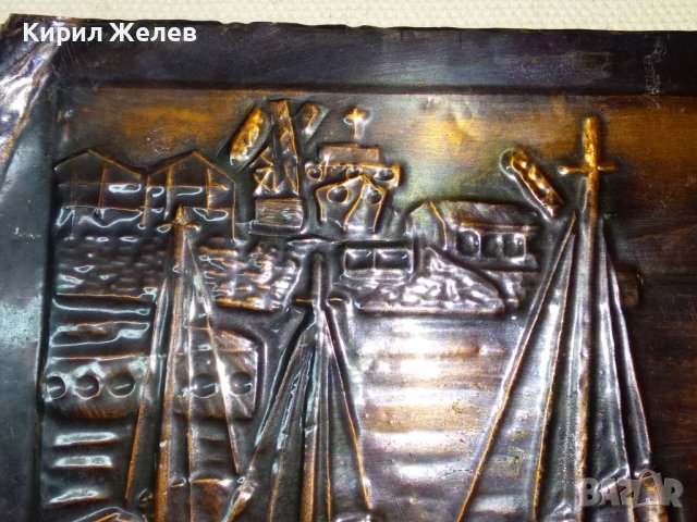 БУРГАС - Л. ЙОРДАНОВА Стара АВТОРСКА МЕДНА ГРАВЮРА ЛОДКИ МОРЕ ХУДОЖЕСТВЕНА РЪЧНА ИЗРАБОТКА 41554, снимка 7 - Антикварни и старинни предмети - 43738854