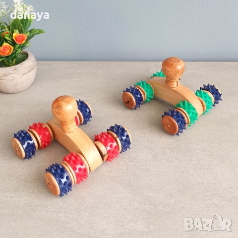 3699 Дървен масажор Количка с 8 колела, снимка 2 - Други стоки за дома - 40661425