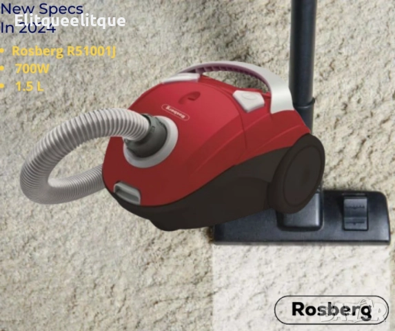 Прахосмукачка с торба Rosberg, 700W, 1.5 L, Аксесоари