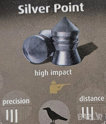 Чашки съчми за въздушна пневматична пушка 5,5 мм H & N Silver Point 200 броя, снимка 2 - Въздушно оръжие - 53216156