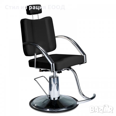 Хидравличен грим/фризьорски/бръснарски стол Silvia - черен, снимка 2 - Фризьорски столове - 33536287