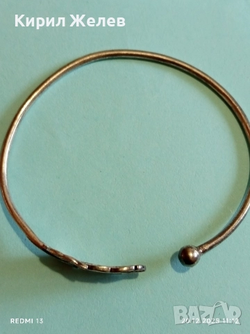 СРЕБЪРНА ОТВОРЕНА ГРИВНА с МОТИВ ПЕРО МАЙСТОРСКА ИЗРАБОТКА 13777, снимка 4 - Гривни - 52855661