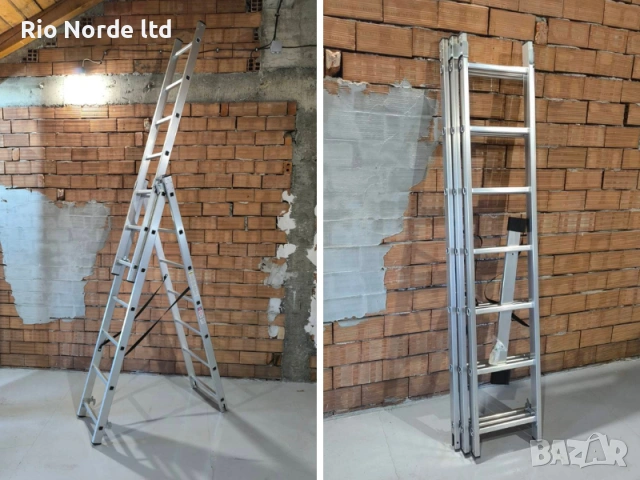 Стълба алуминиева трираменна 3х7 4.76м 150кг, снимка 8 - Други инструменти - 53602781