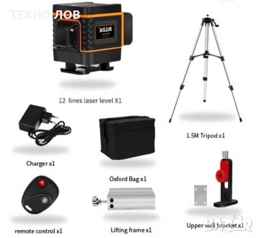 Лазерен Нивелир 4D,16 Линии Пълен Комплект водоустойчив, снимка 12 - Измервателни инструменти - 36681461