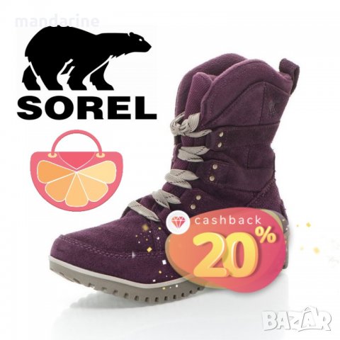 ПРОМО 🍊 SOREL № 35/36 🍊 Оригинални непромокаеми дамски боти от ест. велур нови с кутия, снимка 1 - Дамски боти - 23834686