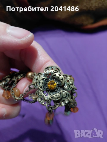Месингови колие с циркови и перли, снимка 4 - Колиета, медальони, синджири - 53296555