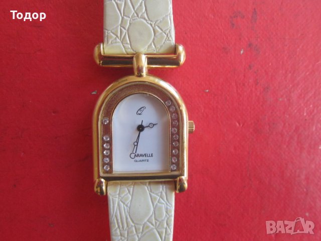 Дамски позлатен часовник Каравеле Бай Булова с кристали, снимка 8 - Дамски - 38018334
