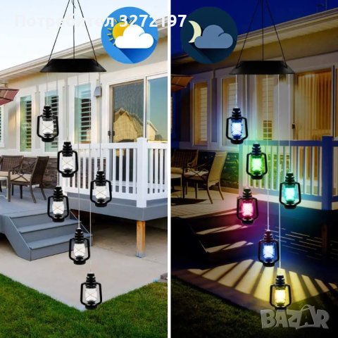 LED соларна светлини с висящи ретро лампи ,водоустойчиви, снимка 3 - Соларни лампи - 43683636