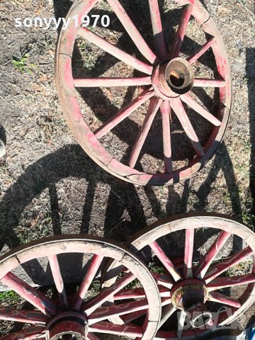 ретро колела от каруца-3бр-метал и дърво, снимка 4 - Колекции - 26549479