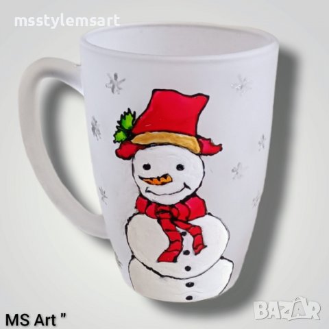 Ръчно рисувани Коледни чаши ", снимка 1 - Чаши - 38316372