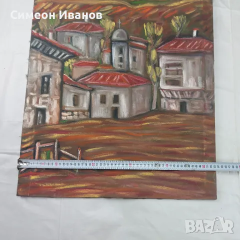 Интересна стара картина пейзаж на платно SG2006, снимка 6 - Картини - 47576162